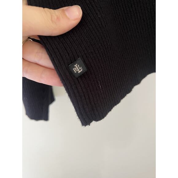 Lauren Ralph Lauren Black Lace Up Ribbed Knit Sweater Tunic Top 2XL Equestrian - Picture 3 of 10